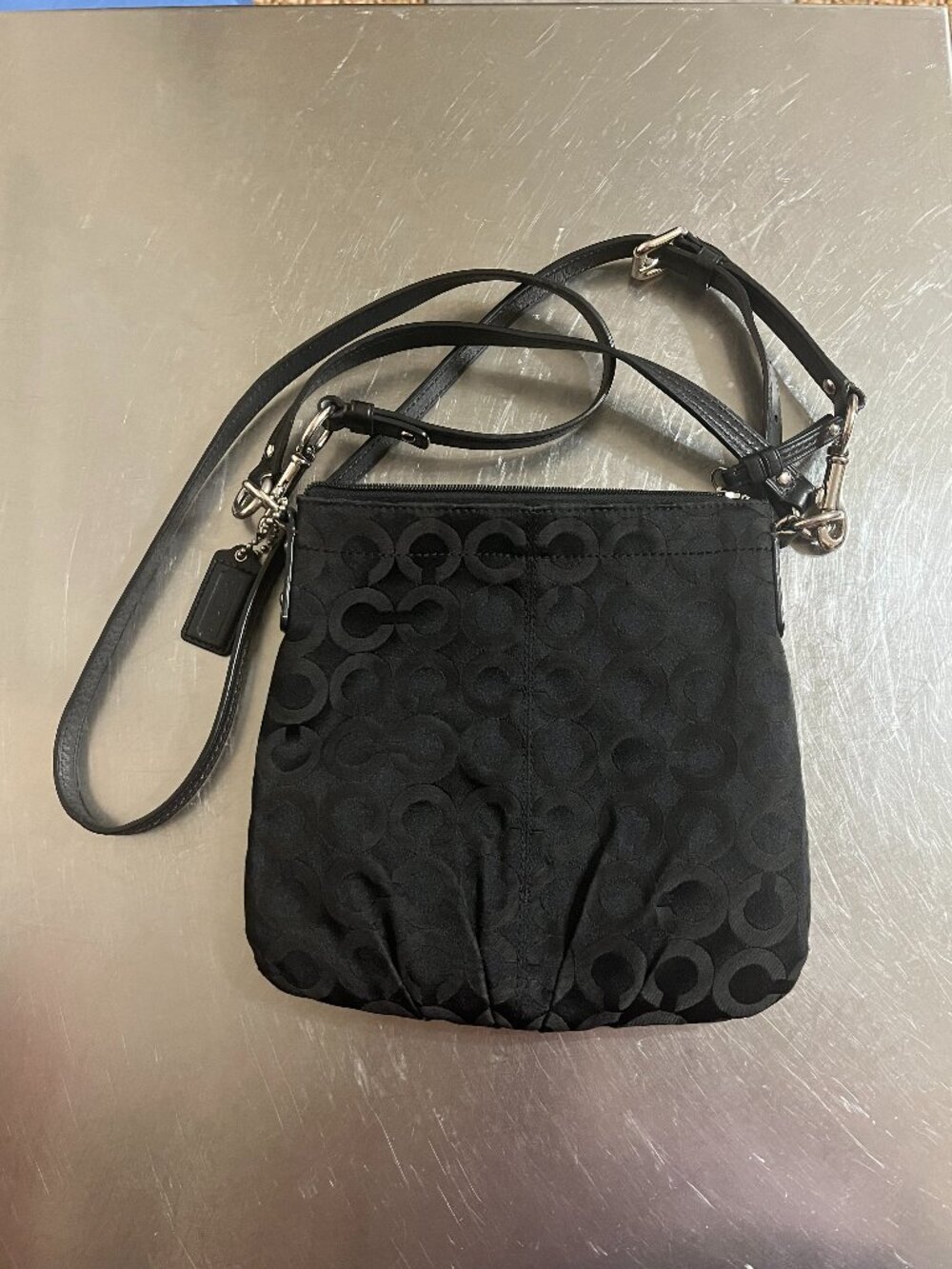 COACH Op Art Black Signature Convertible Crossbody Bag
